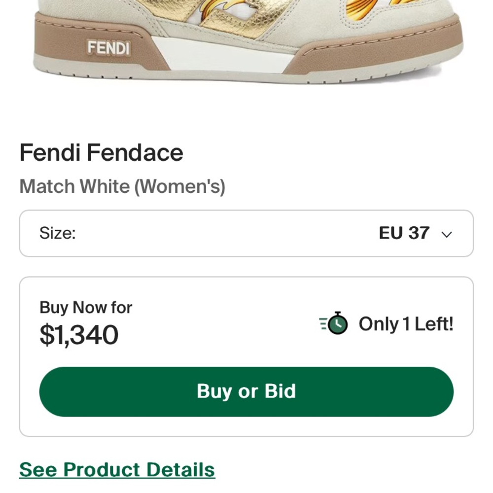 Fendi Women's White and Gold Sneakers. LIMITED ADDITION.